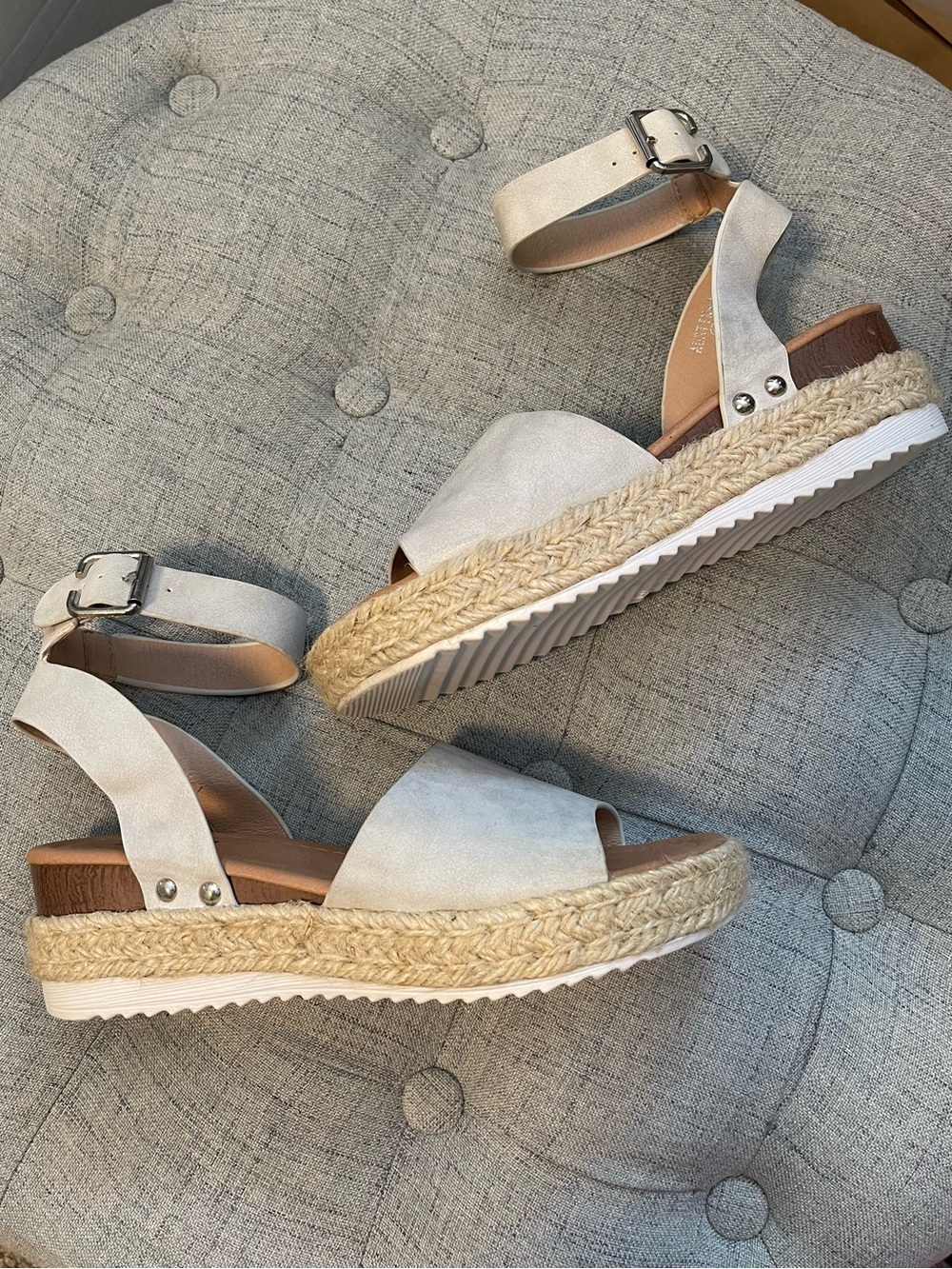 Womens Beige Espadrille Platform Sandals